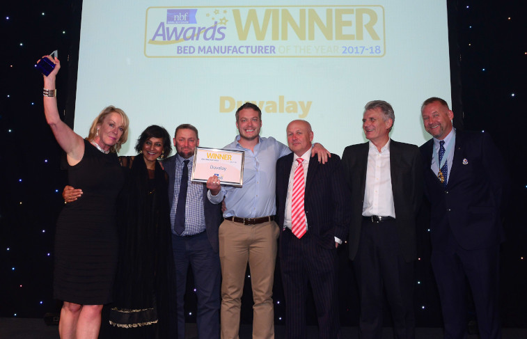 Duvalay celebrating NBF Bed Manufacturer of the Year award