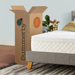 Summerby branded box alongside mattress